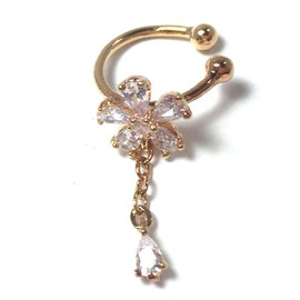 (HAPI & Co) Women's Swinging Flower Motif Ear Cuff, Metal