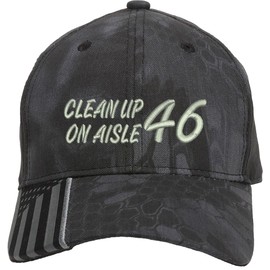 AmazingShirts Cleanup on Aisle 46 Embroidered Structured Adjustable One Size Fits All US Flag on Bill Hat (Krypek Black/Silver)