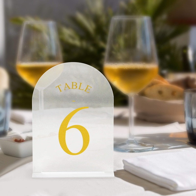JOYIT Frosted Arch Wedding Table Numbers 1-10 with Stands –
