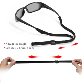 HALF CRESCEN Glasses Strap (Pack of 6 Black) Sports Sunglasses Strap & Glasses Holder for Men, Eye Glasses String Strap for Women
