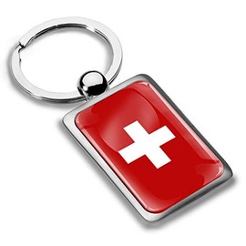 Biomar Labs® 3D Metal Swiss Flag Switzerland Keyring Key Ring Accessories Men Women Keychain Gift KK 240