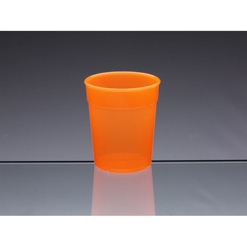 AIOS Dishwasher Safe Stackable Neon Orange Plastic Cups/Beakers/Tumblers 250ml (Set