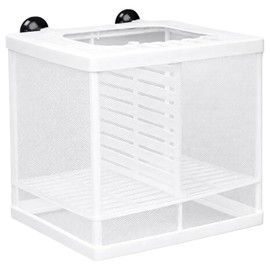 Fish Breeding Box, Breeding Box for Fish Tank, Baby Fish Separator for Tank, Small Fry Hatchery Net with 4 Suckers, Aquarium Breeding Box, 16 * 14.5 * 15.5cm（White） ﻿