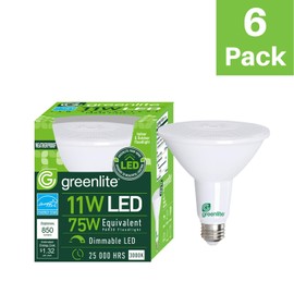 Greenlite LED PAR30 Long Neck Dimmable Flood Light Bulb, 11W (75W Equivalent), 850 Lumens, 3000k Bright White, Indoor/Outdoor, Weatherproof, 120V, Energy Star Certified, (2 Pack)