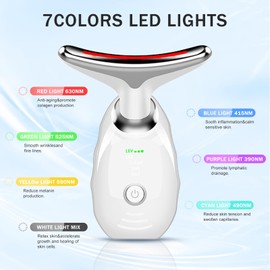 Face Massager Against Wrinkles, 7 Colours Face Anti-Wrinkle Beauty Device with 3 Modes, 45°C Anti-Wrinkle Face Device, Skin Tightening & Lifting, LED Photon Therapy EMS Face Care Device
