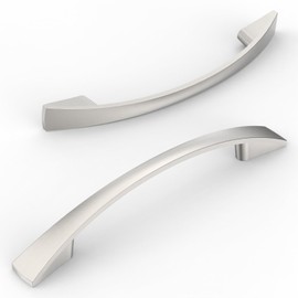 Amerdeco 10 Pack Brushed Satin Nickel Cabinet Pulls 3-3/4 Inch(96mm) Hole Centers Kitchen Cabinet Handles Solid Zinc Alloy Cabinet Hardware Drawer Pulls AM010
