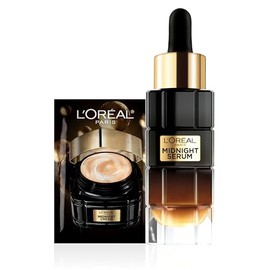 L'Oreal Paris Age Perfect Cell Renewal Midnight Suero facial antienvejecimiento con antioxidante patentado, suaviza las arrugas, reafirma y revitaliza + muestra de crema para los ojos