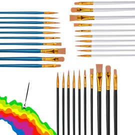 LIANRISES 30 Stück Pinsel Kinder Acrylfarben, Pinselset Kinderschminken, Schminkpinsel Schule, Nylonhaut für Wasserfarben, Ölgemälde, Wasserpulver, Ornamente, Modelle, Statuen, Nägel