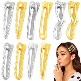 Vovii 10Pcs Decorative Geometric Bobby Pins, Cute Fancy Gold Metal Hair Clips for Women Girls Embellished Hair Accessories