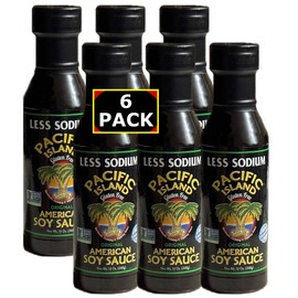 Pacific Island Soy Sauce(6 Pack), American, Fat-Free, Gluten-Free, No Sugars, Certified Non-GMO, No Carbs, MSG-Free, No Corn Starch, No Corn Syrup, No Preservatives, Naturally Fermented, Lowest Sodium Real Soy Sauce