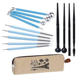 Mandala Dotting Painting Tools,Polymer Clay Tool,Clay Sculpting Tools Set Include Dual-Ended Design Pottery Tools,Ball Stylus Clay Sculpting Tools,Plastic Modeling Tools with a a Carrying Pouch