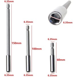 3 Pcs 1/4 Inch Hex Shank Magnetic Bit Holder Extension 60 100 150 Quick Release Drill Bit Holder Extension Set For Screws Nuts Drills Handheld Drivers