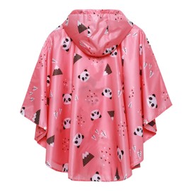 SaphiRose Lightweight Kids Rain Poncho Jacket Waterproof Outwear Rain Coat Panda Large
