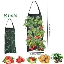 Hanging Strawberry and Tomato Planter Bags, 4Pcs 8 Hole Upside Down Tomato Planter Hanging Bag with Handle,Upside Down Tomatos Plant Hang Bag Strawberry Grow Bag