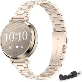 MiKoyi] 14mm Metal Band for Garmin Lily 2 Active/Sport/Classic, Solid Stainless Steel Wristband, Quick Release Strap, Adjustable Exquisite Replacement Band for Garmin Lily 2 - Gold