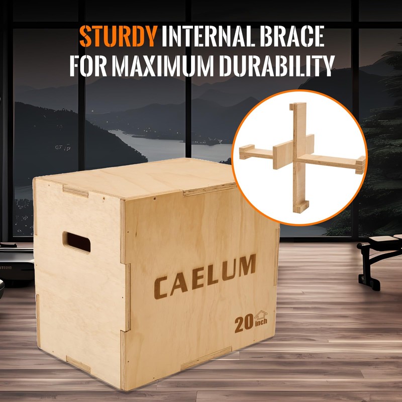 CAELUM 3-in-1 Wooden Plyo Box – Non-Slip Jump Box for