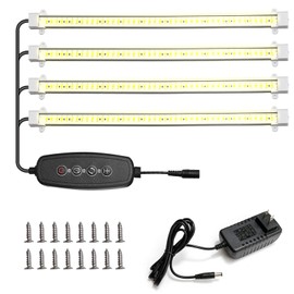 DUZFOREI Full Spectrum Sunlight Growing Lamp for Indoor Plants Grow Light Strips 4 Pack Grow Lights with Auto Timer 3/6/12H LED Grow Lights for Indoor Greenhouse Seedling, 16 Inches