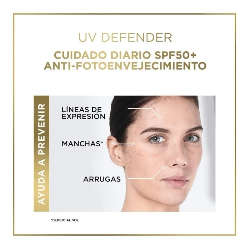 Crema Facial Loreal Protectora Fps50 Tono Claro Anti Brillo