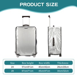 Naapesi Clear PVC Travel Suitcase Cover, Transparent Luggage Cover for Suitcase, Clear PVC Waterproof Suitcase Cover, Suitcase Cover Protector, Reusable Dustproof Luggage Cover Protector (28 Inch)