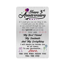 Alotozo 3 Year Wedding Anniversary Card - Happy 3nd Wedding Anniversary Cards Gifts for Husband Wife - 3 Years Anniversary Card for Him Her