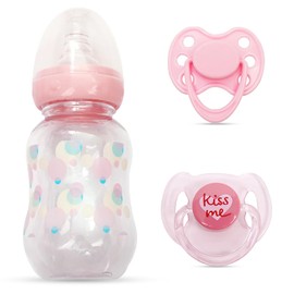 Juego de 2 chupete y biberón de estilo rosa, accesorios de muñeca de bebé reborn más seguros (viene con un chupete magnético extra rosa), 02
