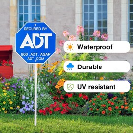 ADT Security Sign - Heavy Duty 28" 100% Aluminum Yard Sign with Stake for Weather-Resistant Protection