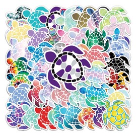 AUCEKO Pack of 50 Turtle Stickers Pack Tortoise Turtle Sticker Set Waterproof Vinyl Sticker for Laptop Children Cars Motorcycle Bicycle Skateboard Luggage Suitcase Computer Sticker Graffiti Decal