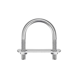 sourcing map Round U-Bolts, 2 Sets 35mm(1.38") Inner Width 53mm Length M6 304 Stainless Steel U Clamp Bolt with Nuts Washers and Plates, for Boat Trailer