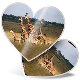 2 x Heart Stickers 15 cm - Family of Wild African Giraffe Animals Fun Decals for Laptops,Tablets,Luggage,Scrap Booking,Fridges, #21595