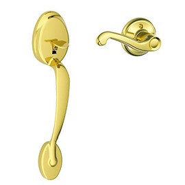 SCHLAGE Plymouth Front Entry Handle Flair Right-Handed Interior Lever (Bright Brass) FE285 PLY 505 FLA 605 RH