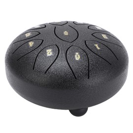 Steel Tongue Drum 6in 11 Tones Ethereal Outdoor Chakra Rain Drum Mini Percussion Instrument for Garden (Black)