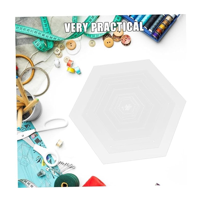 Laroal 6 Pcs Hexagon Quilting Templates Acrylic Hexagon Templates For