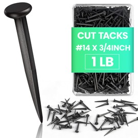 Therwen 1lb Upholstery Carpet Tacks Bulk Black Furniture Tacks Box of Hardware Cut Nails for Wood Stairs Runners Shoe Hanging and Securing Charts Banners Calendars(#14-3/4inch)