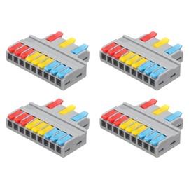 sourcing map 4pcs Din Rail Press Quick Terminal Blocks DIY Splicing Wire Connectors (3 in 9 out) 35A Terminal Blocks for Wiring Cable Circuit Inline 28-12AWG