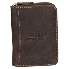 Ledershop24 Gift Set – Zip for Men and Women, Coin Purse, Mini Purse, Coin Purse, 5511, Cowhide Leather, 9.5 cm, Various Colours Black, Brown, Grey, brown, Modern