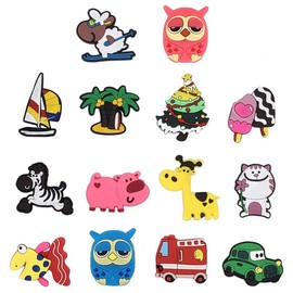 whatUneed Fridge Magnets for Kids, 14 Pcs Catoon Animals Plant Car Magnet Set Refrigerator Magnets for Whiteboard Educational Home Classroom Kitchen and Office (14 Random)