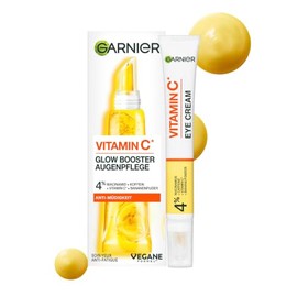 Garnier Vitamin C Anti-Fatigue Eye Cream for a Radiant and Awake Eye Area, Against Dark Circles and Crow's Feet, Glow Booster Eye Care, SkinActive, 1 x 15 ml