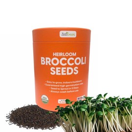 ZESTIGREENS Broccoli Sprouting & Microgreens Seeds -1lb - Organic, Non-GMO, Heirloom Seeds in Food Grade Containerfor Easier Scooping & Keeping Fresher. - Weight: 8 oz.