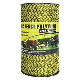 NQN Upgrade Electric Fence Polywire 3285FT,1000 Meters, 6 Stainless Steel Strands for Reliable Conductivity, Portable Electric Fencing, UV Resistant, Rust Resistant, Highly conductive, Easy to Install