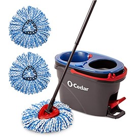 O-Cedar EasyWring RinseClean Microfiber Spin Mop & Bucket Floor Cleaning System with 2 Extra Refills, Grey