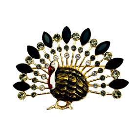 Napier Jeweled Turkey Brooch Pin Thanksgiving Harvest Fall Autumn Gobbler NIB