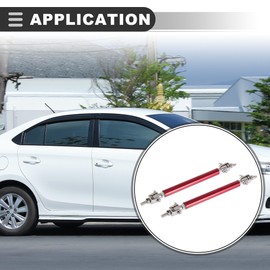 Motoforti Universal Bumper Lip Splitter Tie Rod Bar, 10cm, Aluminum Alloy, Red, 2 Pcs