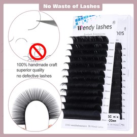 Individual Eyelashes, C Curl, 0.20 mm, Mixed 14-20 mm, Individual Eyelashes, 1:1 for Eyelash Extension, Classic Eyelashes for Individual Eyelash Extensions (0.20-c-mix14-20)