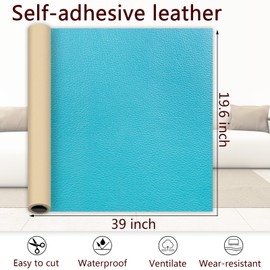 Sky Blue Leather Repair Patch, 39.3 x 19.6 Inch Self Adhesive Leather Repair Tape, Large Vinyl Leather Repair Kit for Furniture, Car Seats, Sofats, Couch, Office Chair