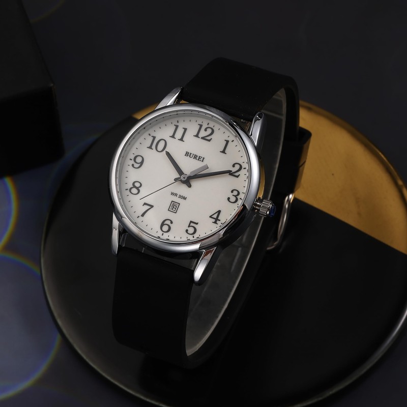 Womens Minimalist Watches Black Silicone Ultra Thin Analog Quartz Waterproof