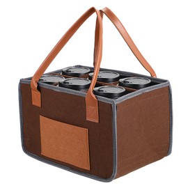 OGANAZI 6-Cup Drink Carrier with Handle Cup Holder Bag for Hot or Cold Drinks Insulated Drink Cups Caddy Portable Coffee Carrier for Travel and Delivery Reusable Drink Holder with Detachable Dividers