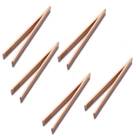 4 x Bamboo Tongs Toast Bread Cooking Serving Food Turning Meat Kongfu Tea Wooden Tea Clip