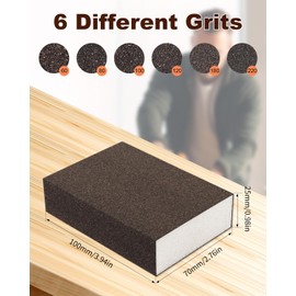 Mixilor 30 Pcs Sanding Sponge, 60/80/100/120/180/220 Grits Sanding Blocks, Washable and Reusable Handmade Sand Paper Block for Wood/Metal/Wall Polishing/Drywall Repair