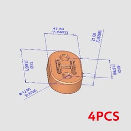 Pack of 4 Rubber Exhaust Hangers, Universal Car Exhaust Holder, Suitable for All Vehicles, To Protect The Rear System, 2 Holes 12 mm, Black