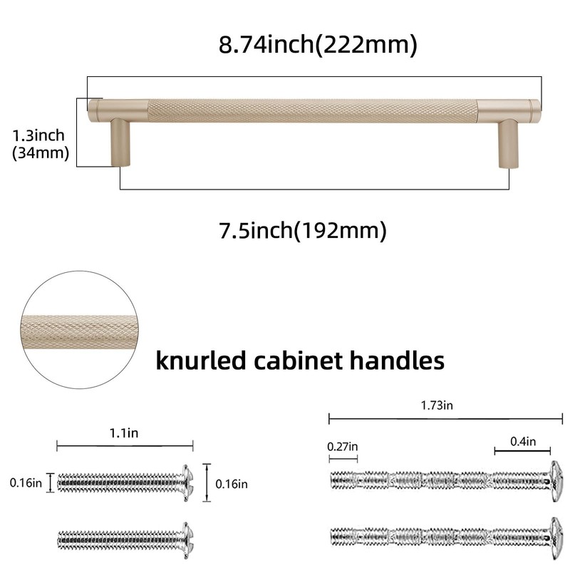 POVEFONK 10 Pack 7-1/2 inch(192mm) Champagne Bronze Kitchen Cabinet Handles